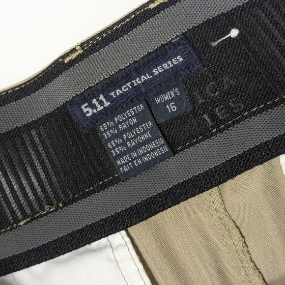 5.11 Tactical Khaki Tan Cargo Pants Beige Uniform Class B Womens 16 Unhemmed - Picture 3 of 3